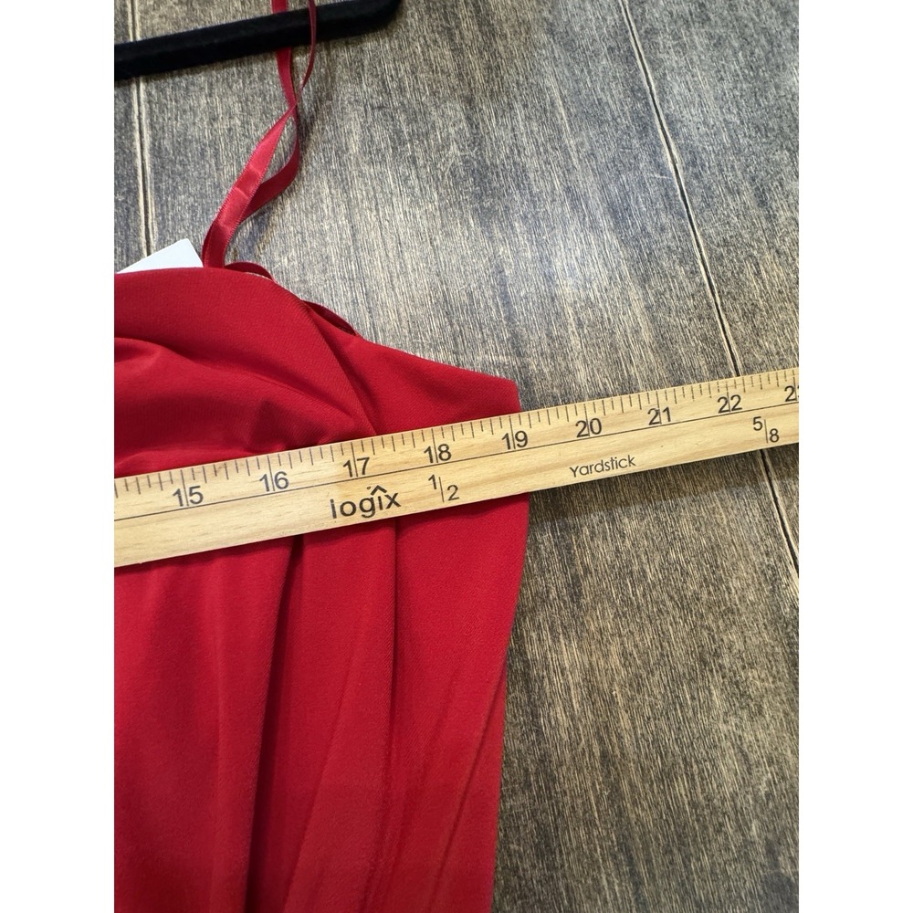 Xscape Red One-Shoulder Twist Jersey Cascading Evening Gown Size 16W $208 - Picture 8 of 13